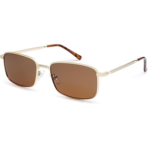 image:imageSOJOS Retro Vintage Rectangle Polarized Sunglasses Mens Womens Classic UV400 Metal Sunnies SJ1215GoldBrown