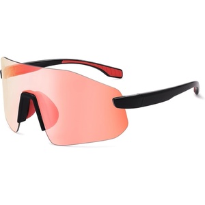 image:imageSOJOS Running Sunglasses for Women amp Men Lightweight TR90 Frameless UV400 Wraparound Sports Goggles SJ2352BlackRed