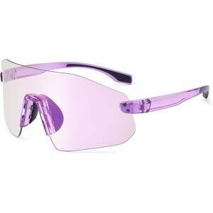 image:imageSOJOS Running Sunglasses for Women amp Men Lightweight TR90 Frameless UV400 Wraparound Sports Goggles SJ2352Purple