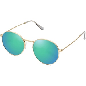 image:imageSOJOS Small Round Polarized Sunglasses for Women Men Classic Vintage Retro Shades UV400 SJ1014GoldGreenish Blue