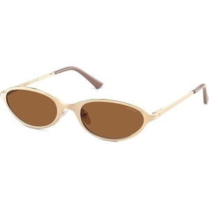 image:imageSOJOS Small Trendy Oval Cat Eye Polarized Sunglasses for Women Chic Y2k Retro 80s 90s Slim Narrow Petite Sunnies SJ1287NGoldCold Brown