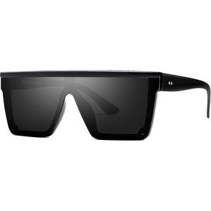 image:imageSOJOS Square Big Sunglasses Women Thick Frame Flat Top Mirrored Sunnies Shades Goggle Siamese Lens SJ2117Black