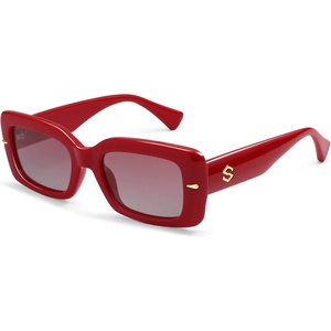 image:imageSOJOS Square Thick Sunglasses for Women Fashion Sunglasses Polarized Rectangle Sunnies SJ2367RedRed