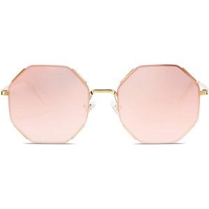 image:imageSOJOS Sunglasses for Women Men Classic Retro Polygon Shades UV400GoldPink