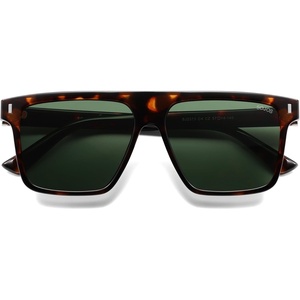 image:imageSOJOS Sunglasses for Women amp Men Square Wide Thick Frame Shades Retro Trendy Fashion UV Protection SJ2373Tortoise silver green