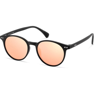 image:imageSOJOS TR90 Polarized Round Sunglasses for Women Men Vintage Style UV400 Lens SJTR2113  Unisex design Lightweight flexible frame UV400 protection scratch resistant lenses driving fishing golf outdoor activitiesBlackPink Mirrored