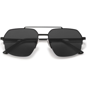 image:imageSOJOS Trendy Aviator Sunglasses Mens Womens Retro Double Bridge Metal Frame SemiRimless Shades SJ1191Black