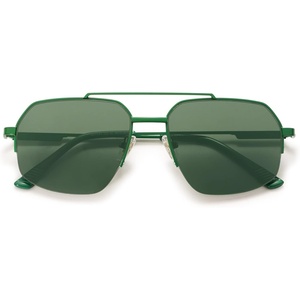 image:imageSOJOS Trendy Aviator Sunglasses Mens Womens Retro Double Bridge Metal Frame SemiRimless Shades SJ1191Green