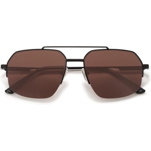 image:imageSOJOS Trendy Aviator Sunglasses Mens Womens Retro Double Bridge Metal Frame SemiRimless Shades SJ1191Grey