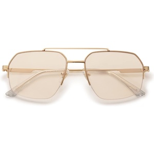 image:imageSOJOS Trendy Aviator Sunglasses Mens Womens Retro Double Bridge Metal Frame SemiRimless Shades SJ1191Light Brown