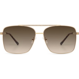 image:imageSOJOS Trendy Aviator Sunglasses Womens Oversized Retro Rhinestone Double Bridge Square Women Shades SJ1195GoldCoffee