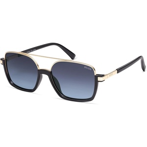 image:imageSOJOS Trendy Aviator Sunglasses for Women Men Polarized Retro Square Y2K Oversized Sun Glasses SJ2659Black Frame Blue Grading Lens