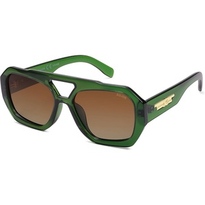 image:imageSOJOS Trendy Aviator Sunglasses for Womens Mens PolarizedHexagonal Square Double Bridge Designer Inspired Sun Glasses SJ2288TortoiseBrown