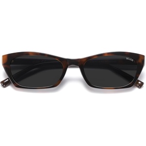 image:imageSOJOS Trendy Cat Eye Polarized Sunglasses for Women Men Retro 90s Y2K Small Thin Rectangle Sunnies SJ2670Dark TortoiseGrey