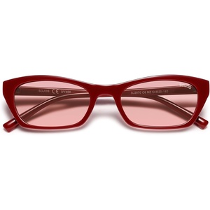 image:imageSOJOS Trendy Cat Eye Polarized Sunglasses for Women Men Retro 90s Y2K Small Thin Rectangle Sunnies SJ2670RedLight Red Tint