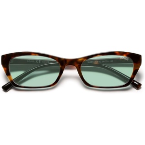 image:imageSOJOS Trendy Cat Eye Polarized Sunglasses for Women Men Retro 90s Y2K Small Thin Rectangle Sunnies SJ2670TortoiseLight Green Tint