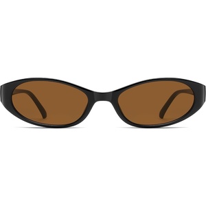 image:imageSOJOS Trendy Cat Eye Womens SunglassesRetro Skinny Chic Narrow Oval 90s Slim Small Cute Sunnies SJ2753BlackBrown