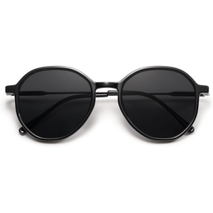 image:imageSOJOS Trendy Designer Hexagon Round Sunglasses for Women Fashion Big Shades Geometric Women Sunglasses SJ2181Black