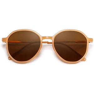image:imageSOJOS Trendy Designer Hexagon Round Sunglasses for Women Fashion Big Shades Geometric Women Sunglasses SJ2181Light Brown