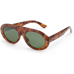 image:imageSOJOS Trendy Flat Top Polarized Sunglasses for Women Men Retro Chunky Frame Oval Lens Sun Glasses SJ2279Brown