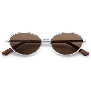 image:imageSOJOS Trendy Oval Cat Eye Polarized Sunglasses for Women Men Chic 80s 90s Retro Fashion Sunnies SJ1279SilverBrown