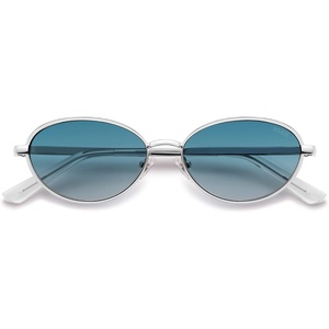 image:imageSOJOS Trendy Oval Cat Eye Polarized Sunglasses for Women Men Chic 80s 90s Retro Fashion Sunnies SJ1279SilverGradient Blue
