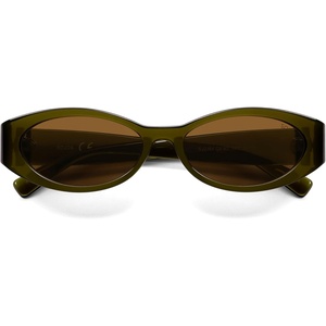 image:imageSOJOS Trendy Oval Polarized Sunglasses Womens Retro Narrow Chic Thin Y2k Sunnies SJ2364Olive GreenBrown