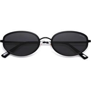 image:imageSOJOS Trendy Oval Polarized Sunglasses for Women Men 80s 90s Chic Retro Vintage Sunnies SJ1248BlackBlack