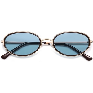 image:imageSOJOS Trendy Oval Polarized Sunglasses for Women Men 80s 90s Chic Retro Vintage Sunnies SJ1248Dark BrownLight Blue