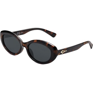 image:imageSOJOS Trendy Oval Polarized Sunglasses for Women Retro Small Cat Eye Sun Glasses 90s Shades SJ2322Tortoise