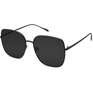 image:imageSOJOS Trendy Oversized Square Metal Frame Sunglasses for Women Men Retro Big Flat Lens UV Protection Sunglasses SJ1146BlackGrey