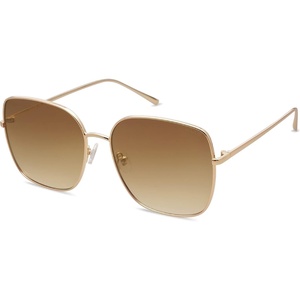 image:imageSOJOS Trendy Oversized Square Metal Frame Sunglasses for Women Men Retro Big Flat Lens UV Protection Sunglasses SJ1146GoldGradient Brown