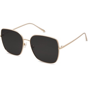 image:imageSOJOS Trendy Oversized Square Metal Frame Sunglasses for Women Men Retro Big Flat Lens UV Protection Sunglasses SJ1146GoldGrey