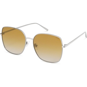 image:imageSOJOS Trendy Oversized Square Metal Frame Sunglasses for Women Men Retro Big Flat Lens UV Protection Sunglasses SJ1146Light GunGradient Yellowishbrown