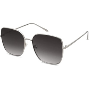 image:imageSOJOS Trendy Oversized Square Metal Frame Sunglasses for Women Men Retro Big Flat Lens UV Protection Sunglasses SJ1146SilverGradient Grey