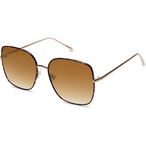 image:imageSOJOS Trendy Oversized Square Metal Frame Sunglasses for Women Men Retro Big Flat Lens UV Protection Sunglasses SJ1146TortoiseGradient Brown