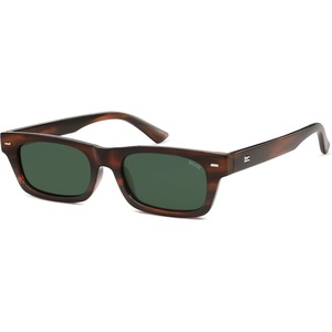 image:imageSOJOS Trendy Polarized Rectangle Sunglasses Womens Men Retro Vintage Sun Glasses SJ2379Brown Stripe Pattern Frame Green Lens