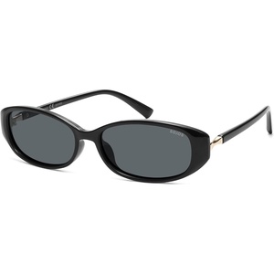 image:imageSOJOS Trendy Polarized Retro Oval Sunglasses for Women Chic 90s Sunnies Lightweight Narrow Shades SJ2641Black Frame Grey Lens