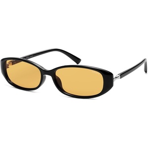 image:imageSOJOS Trendy Polarized Retro Oval Sunglasses for Women Chic 90s Sunnies Lightweight Narrow Shades SJ2641Black Frame Orange Lens