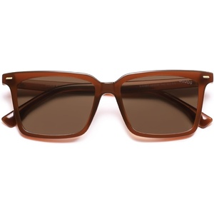 image:imageSOJOS Trendy Polarized Square Sunglasses Womens Men Retro Vintage 90s Sun Glasses SJ2387Milky Brown Frame Brown Lens