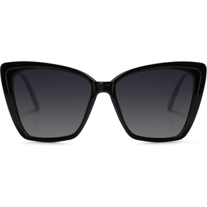 image:imageSOJOS Trendy Polarized Sunglasses For Women Retro Womens Oversized Square Cat Eye Sun Glasses UV Protection SJ2206Black FrameGrey Grading Lens