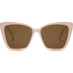 image:imageSOJOS Trendy Polarized Sunglasses For Women Retro Womens Oversized Square Cat Eye Sun Glasses UV Protection SJ2206Light Beige FrameBrown Lens