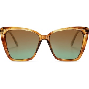 image:imageSOJOS Trendy Polarized Sunglasses For Women Retro Womens Oversized Square Cat Eye Sun Glasses UV Protection SJ2206Yellow Tortoise FrameBrown Grading Green Lens