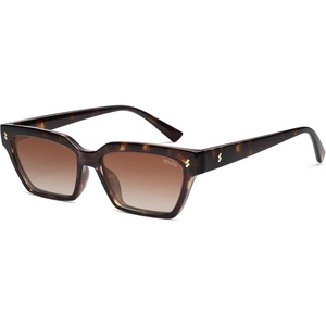 image:imageSOJOS Trendy Polarized Sunglasses Womens Men Retro Vintage 90s Cute Cat Eye Narrow Sun Glasses SJ2381Tortoise Frame Brown Grading Lens