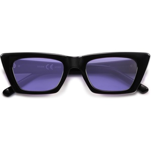 image:imageSOJOS Trendy Rectangle Cateye Polarized Sunglasses Womens Mens Retro Small Narrow Flat Top Sunnies SJ2354BlackPurple Tint