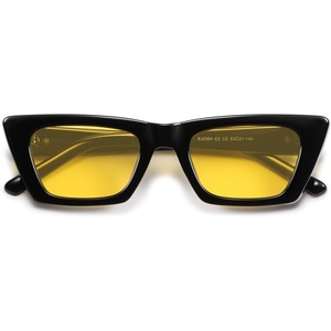 image:imageSOJOS Trendy Rectangle Cateye Polarized Sunglasses Womens Mens Retro Small Narrow Flat Top Sunnies SJ2354BlackYellow  Night Vision