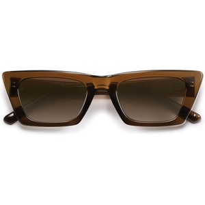 image:imageSOJOS Trendy Rectangle Cateye Polarized Sunglasses Womens Mens Retro Small Narrow Flat Top Sunnies SJ2354Dark BrownGradient Brown