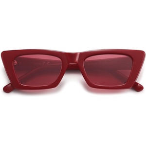 image:imageSOJOS Trendy Rectangle Cateye Polarized Sunglasses Womens Mens Retro Small Narrow Flat Top Sunnies SJ2354RedRed Tint
