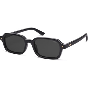 image:imageSOJOS Trendy Rectangle Polarized Sunglasses Womens Mens Small Retro Fashion Thin Slim Square Sunnies SJ2610Black  Grey