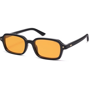 image:imageSOJOS Trendy Rectangle Polarized Sunglasses Womens Mens Small Retro Fashion Thin Slim Square Sunnies SJ2610Black  Yellow